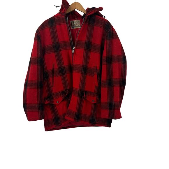 Vintage wool buffalo plaid heavy winter coat